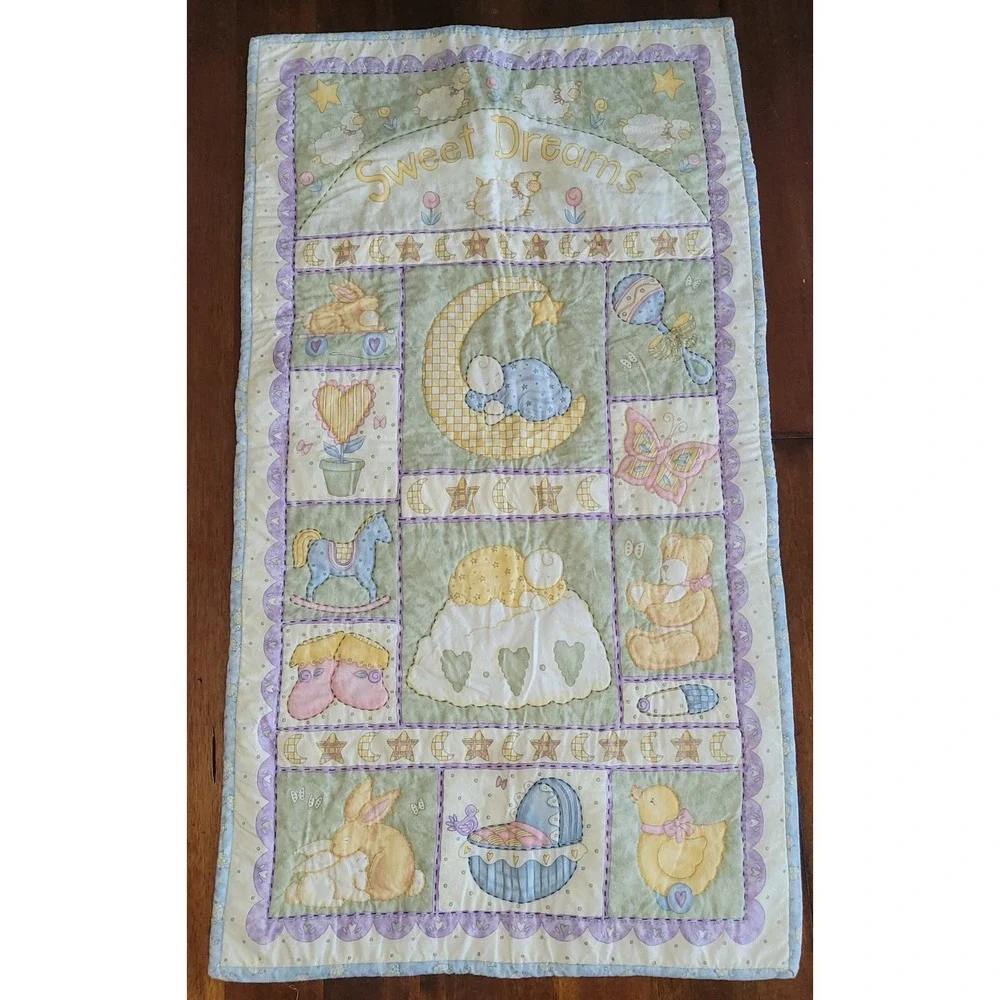 Baby Quilt Multicolor Cotton Patchwork Handmade‎ Crib Blanket Nursery 38x42 in